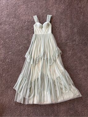 Lulus sage green maxi prom dress